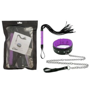 kit Coleira com Guia de corrente Luxo e Chicote