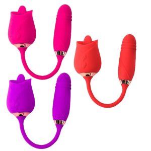 Vibrador de Ponto G e Clitóris com Língua / Vai e vem - Formato de Rosa - Flowery Plus