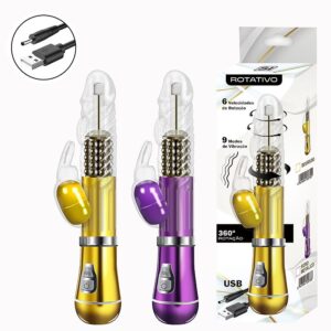 Vibrador Rotativo de Coelho - Cromado - Recarregável