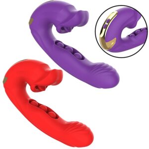 Vibrador de Ponto G com Bolinhas e Clitóris com Movimento de Boca