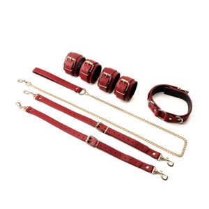 Kit Sado - Coleira, algemas e tornozeleira interligadas